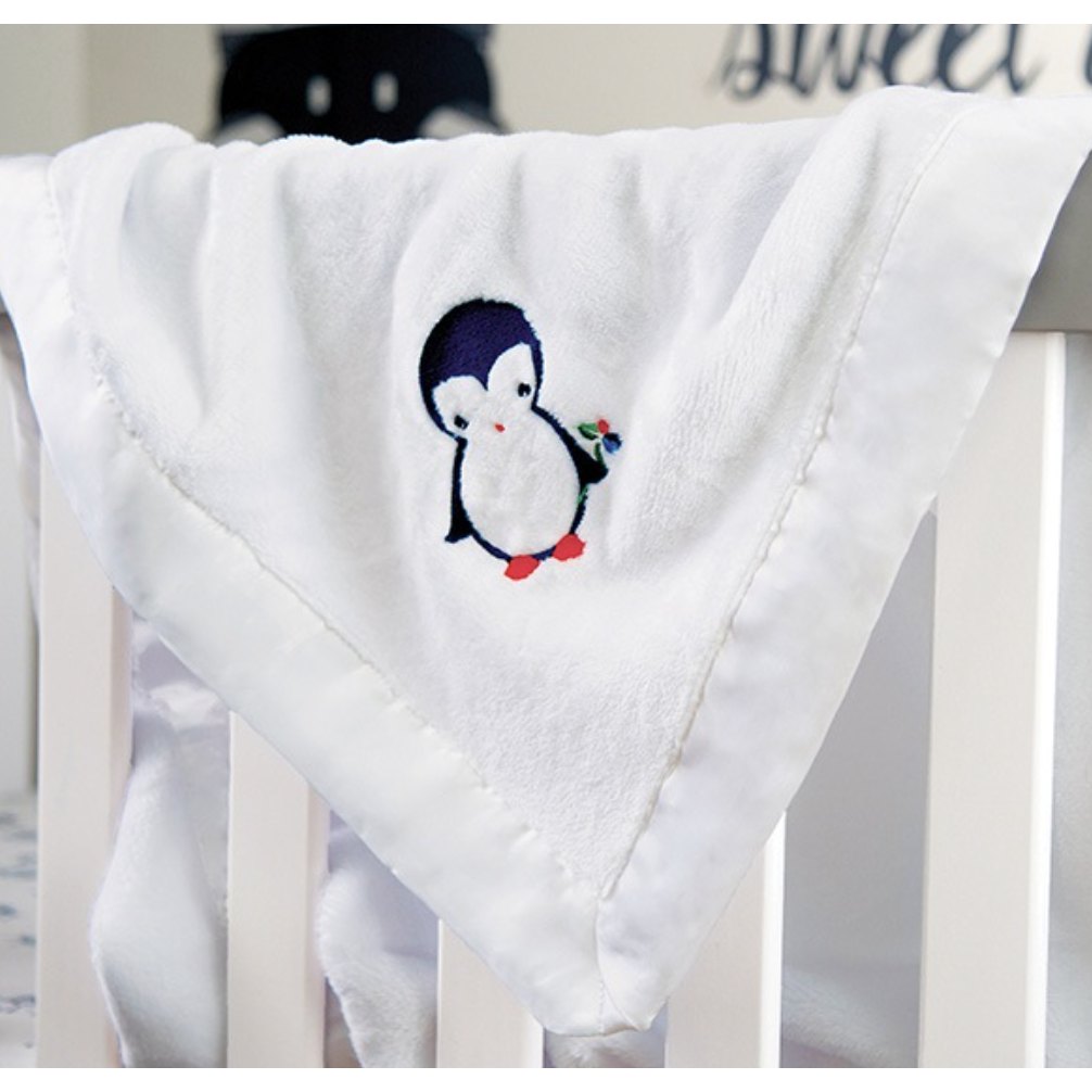 Satin Trim Tahoe Microfleece Baby Blanket